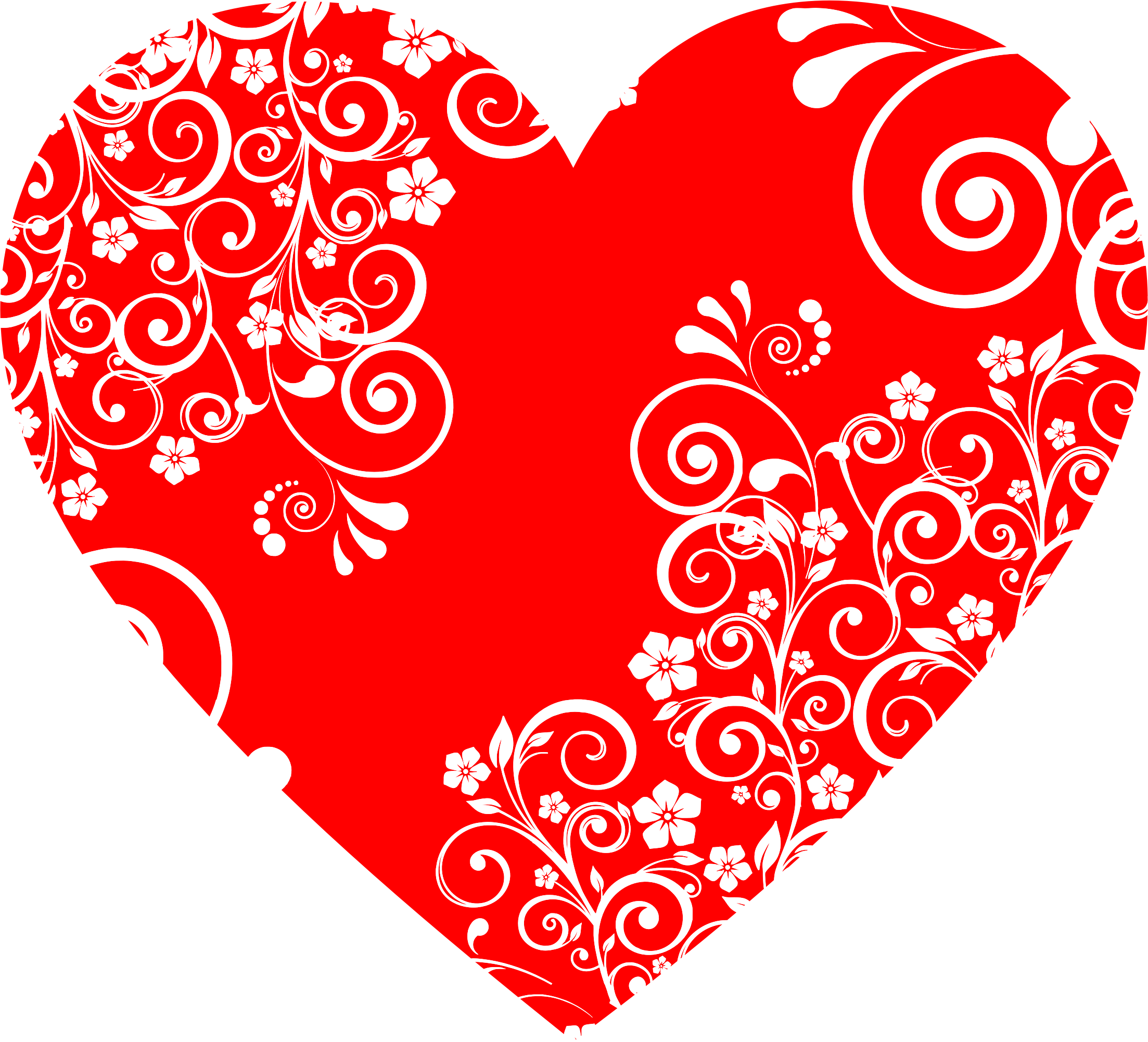 Floral Flourish Heart 2 Graphic Transparent Library - Coeur Rouge Et Blanc (2206x2002), Png Download