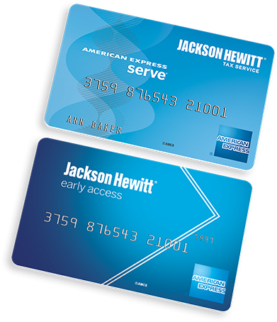 Two American Express Serve Prepaid Cards For Jackson - Jackson Hewitt Early Access Card (442x498), Png Download