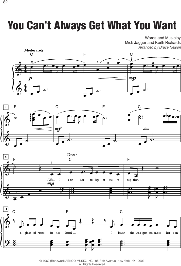 Rolling Stones Sheet Music - Sheet Music (864x1152), Png Download