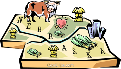 Nebraska Vignette Map Royalty Free Vector Clip Art - Nebraska Clipart (480x276), Png Download