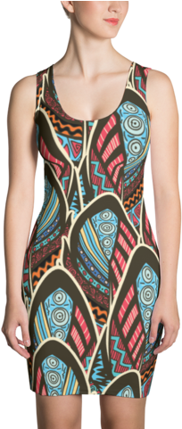 Tribal Peacock Feather - Dress (480x480), Png Download