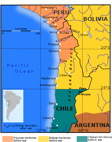 It - Chile Bolivia Border 1870 (470x600), Png Download
