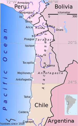 Map Showing Changes Of Territory Due To The War Of - Guerra Del Pacifico Mapa (300x487), Png Download