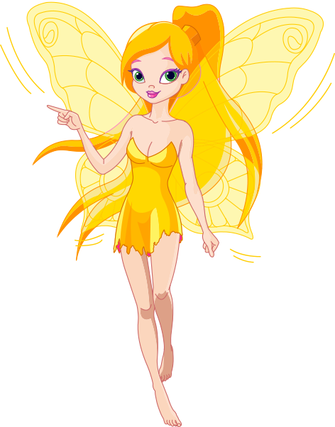 Hada Infantil En Tonos Dorados, Vector E Imagen Normal - Fairy Princess Cartoon (472x602), Png Download