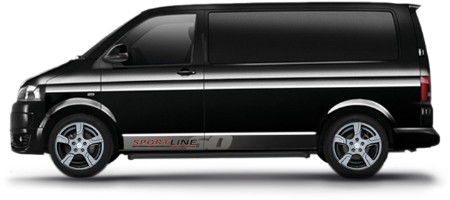 New Volkswagen Transporter Sportline Panel Van - Vw Transporter Black Side (720x300), Png Download