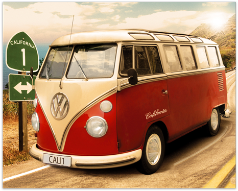 Volkswagen Van California - Volkswagen California Retro (490x398), Png Download