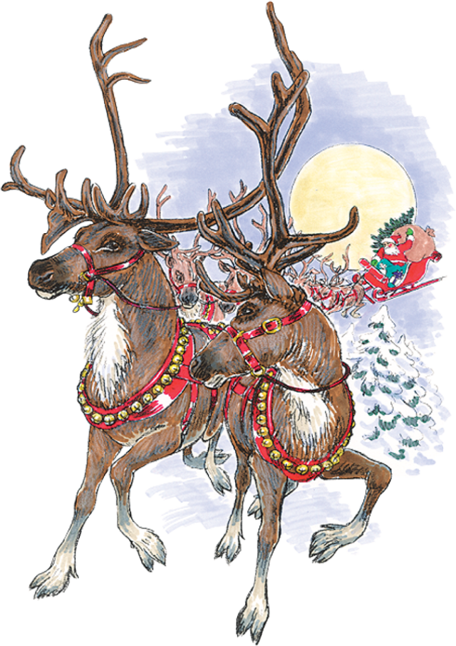 Sleigh Clipart Vintage - Vintage Santas Sleigh Clipart (640x906), Png Download