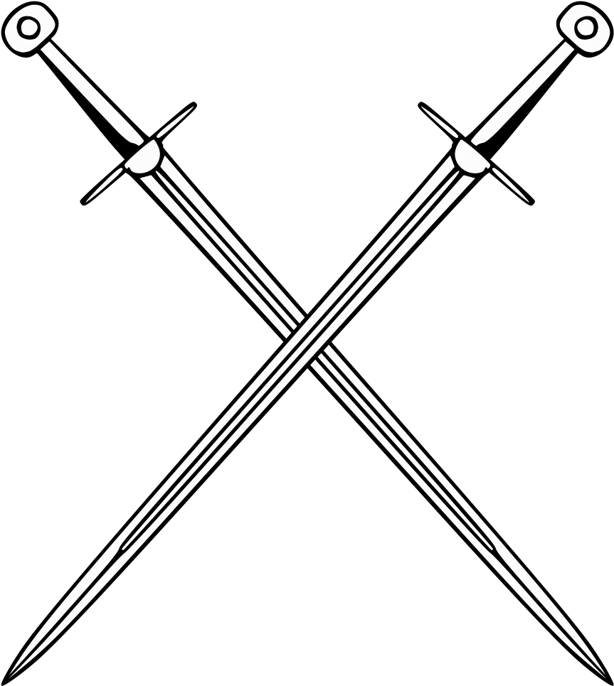 545px-miecze Svg - Two Swords Transparent (545x599), Png Download