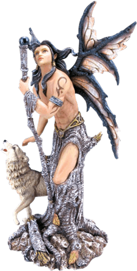 Male Fairy With Wolf Statue - Fairy Male Png (555x555), Png Download