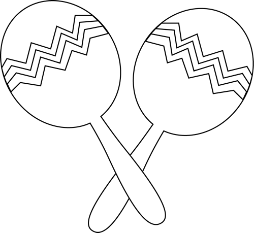 Maracas Drawing Cinco De Mayo Clip Black And White - Maracas Cinco De Mayo Clip Art (500x459), Png Download