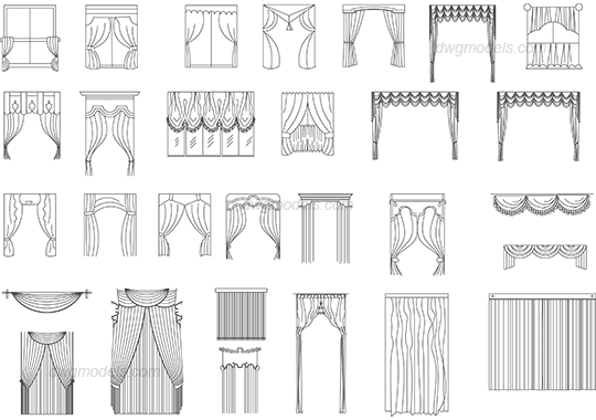 Curtains 1 Dwg - Curtain Dwg (540x380), Png Download