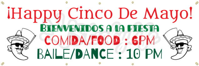 Cinco De Mayo Vinyl Banner - Sign (940x587), Png Download