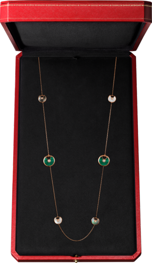 Amulette De Cartier Long Necklace, Xs And Small Models - Amulette De Cartier 18ct Pink Gold, Malachite (314x542), Png Download