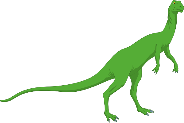 How To Set Use Green Long Necked Standing Dinosaur (600x401), Png Download