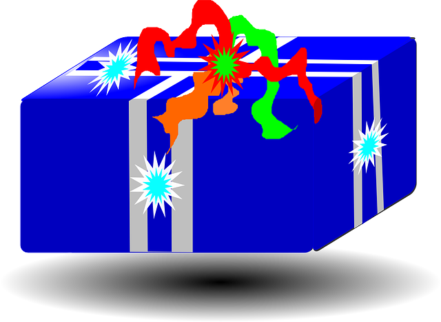 Box, Gift, Present, Blue, Ribbon, Birthday, Christmas - Gift (640x467), Png Download