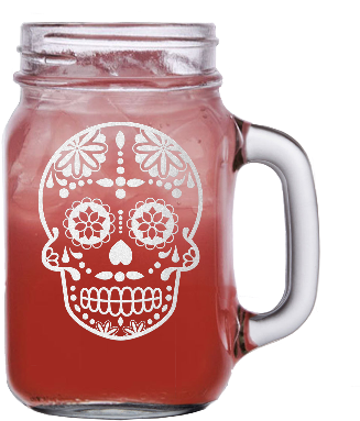 Mexican Sugar Skull 16oz Mason Jar Mug 6 Styles W/ - Romantic Couples Heart Engraved Mason Jar Mug Personalized (400x400), Png Download