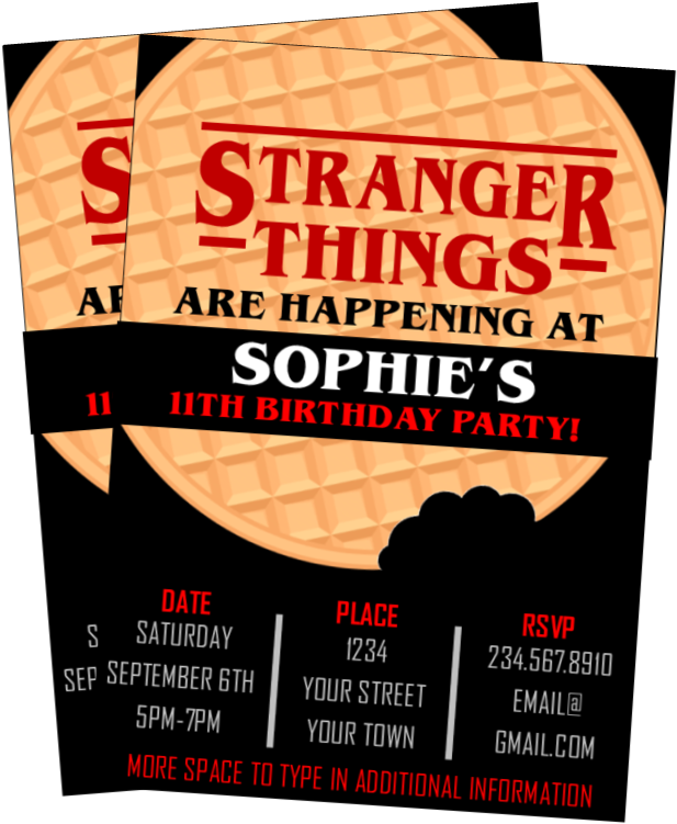 Printable Stranger Things Party Supplies - Party Decorations Stranger Things (627x762), Png Download