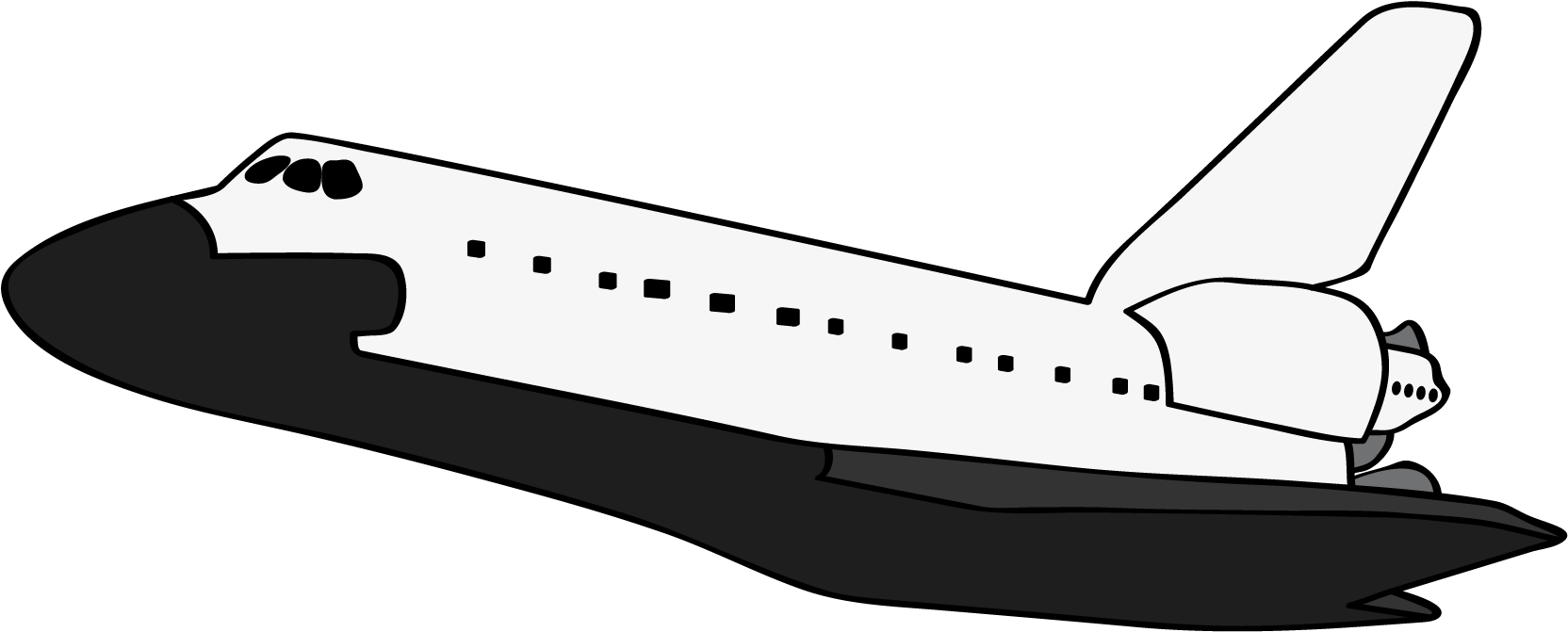 Black And White Space Shuttle Clipart - Black And White Space Shuttle (1817x803), Png Download