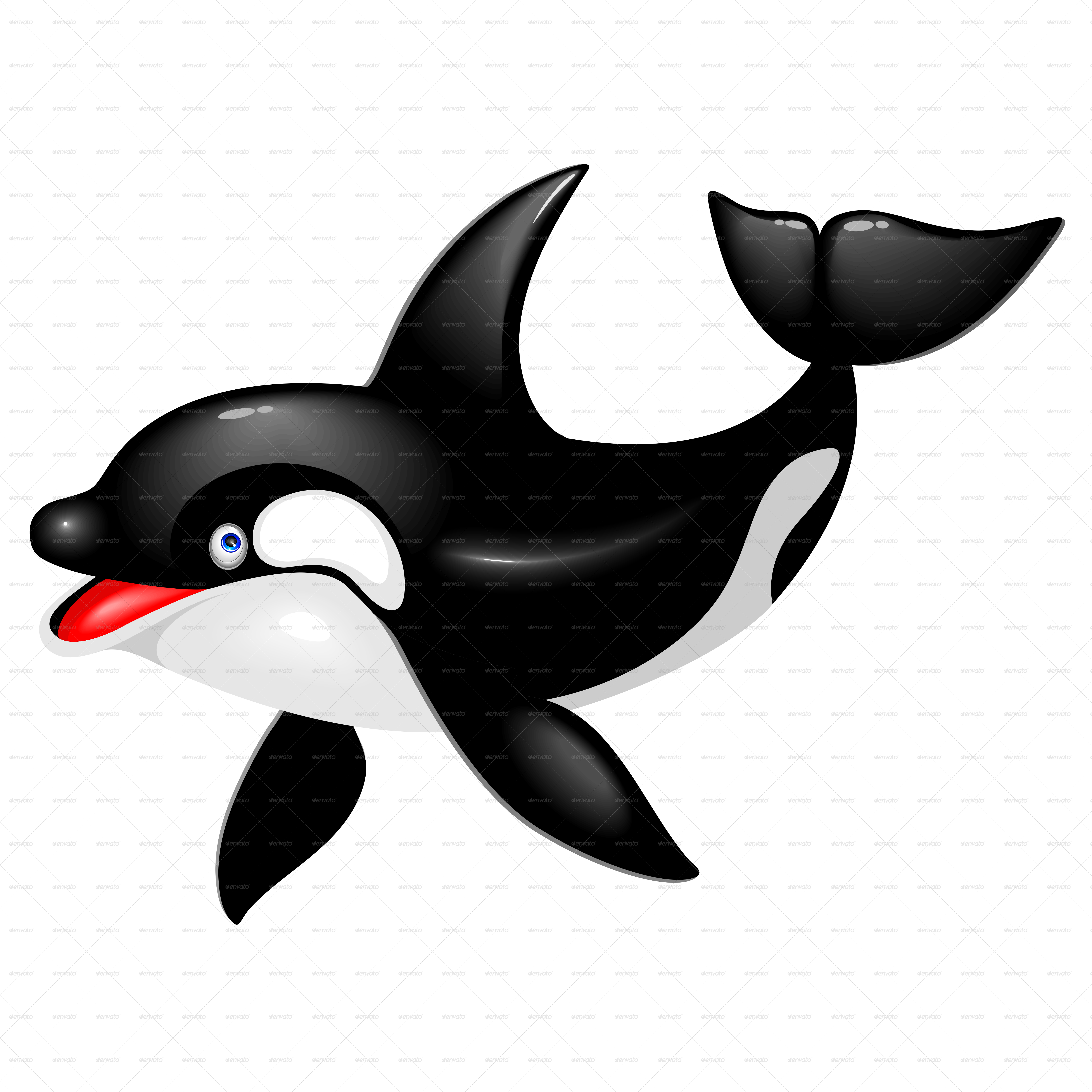 Killer Whale Clipart Whaling - Cartoon Orca Whale Png (5000x5000), Png Download