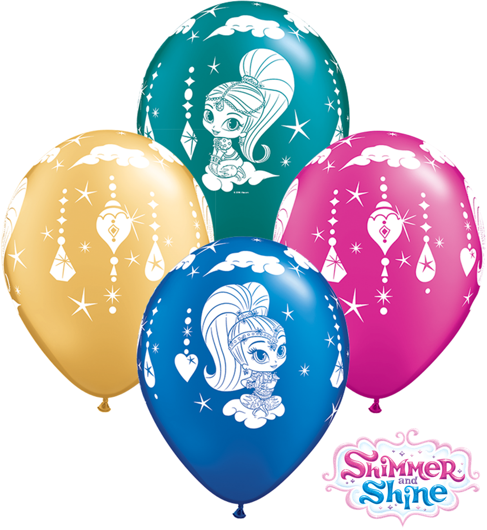 11" Shimmer And Shine Sparkles Latex Balloons - Shimmer And Shine Sparkles Latex Balloons, Pack (990x1077), Png Download
