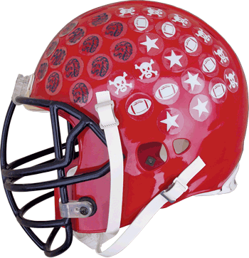 Football Award Stickers/decals - Football Helmet With Stickers (350x362), Png Download