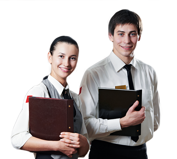 Cafe People Png Image - Waiter At Restaurant Transparent (606x600), Png Download