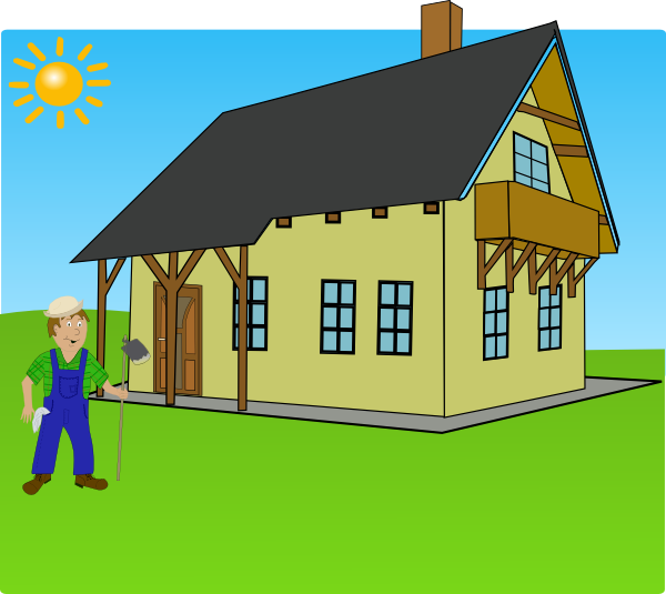 Black And White Stock Farm Background Clip Art At Clker - House Clip Art (600x535), Png Download