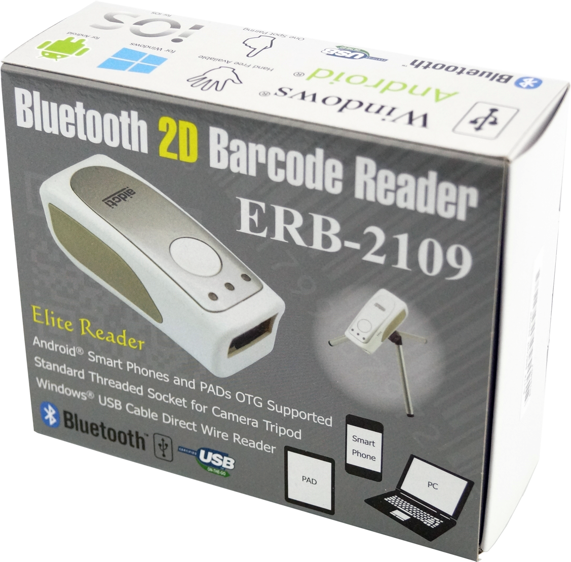 Erb-2109 Bluetooth 2d Barcode Scanner Box - Adapter (1200x1148), Png Download
