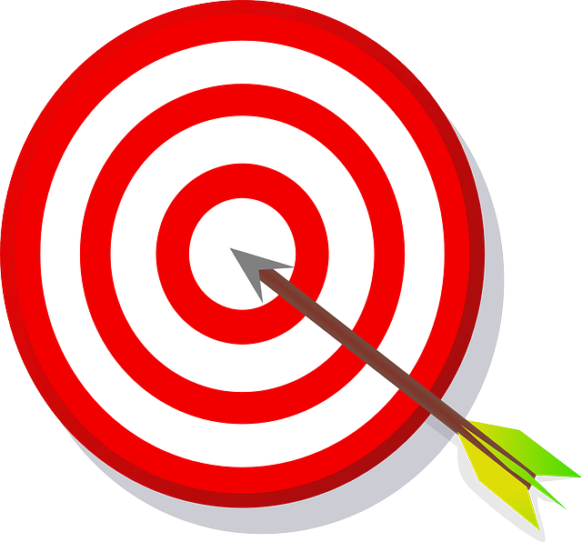 Bull's Eye Aim Arrow Target Hit Darts Dart - Target Clip Art (364x340), Png Download