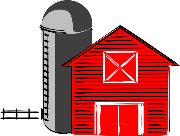 Farm House Clip Art - Barn And Silo Clipart (600x455), Png Download