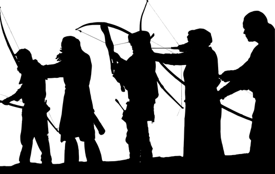 Bow Shooter Arrow The Tradition Of Spring - Robin Hood And Merry Men Silhouette (537x340), Png Download