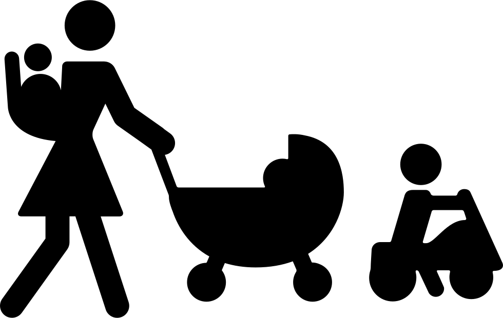 Mother Walking With Three Babies Comments - People Walking Icon Png (980x620), Png Download