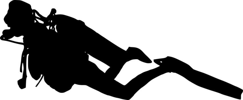 Free Png Scuba Diver Silhouette Png Images Transparent - Scuba Diver Transparent Background (850x350), Png Download