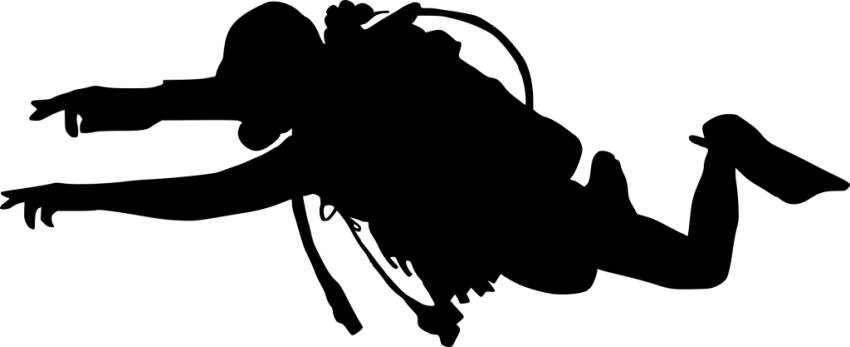Free Png Scuba Diver Silhouette Png Images Transparent - Scuba Diver Silhouette Vector Png (850x347), Png Download