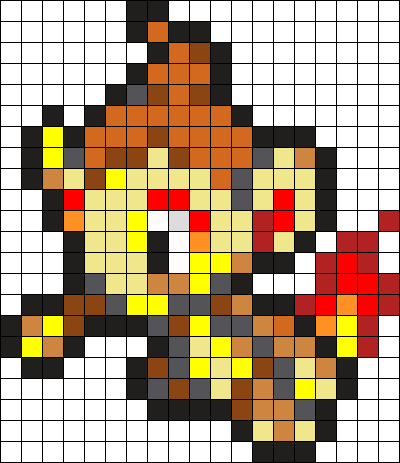 390 Chimchar Perler Bead Pattern / Bead Sprite - Chimchar Perler Beads (400x463), Png Download