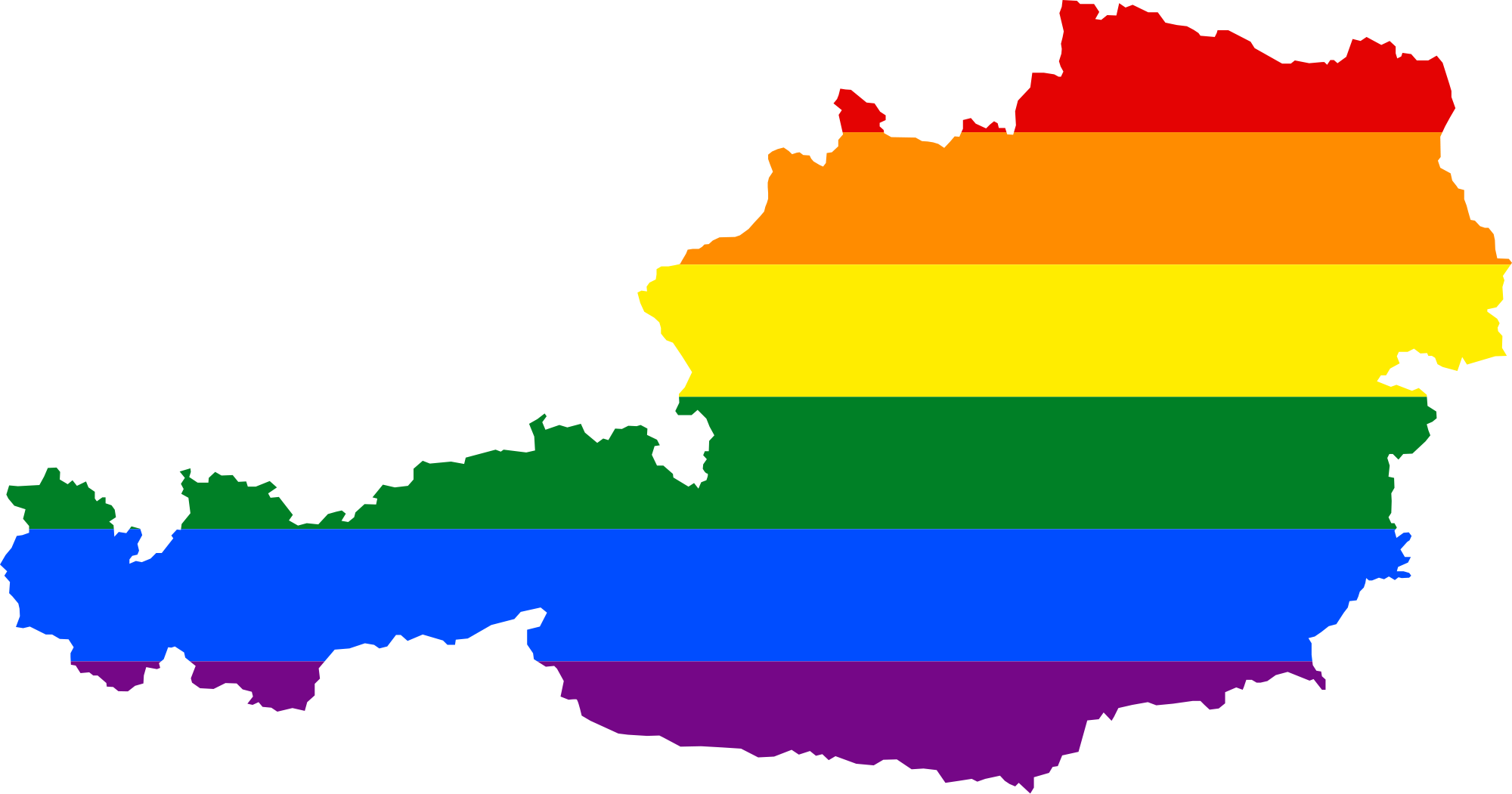 Lgbt Flag Map Of Austria - Austria Lgbt (2000x1051), Png Download