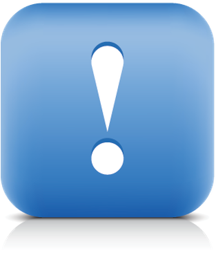 Exclamation Point Web Button Color Internet Icon White - Exclamation Point Blue Png (349x399), Png Download