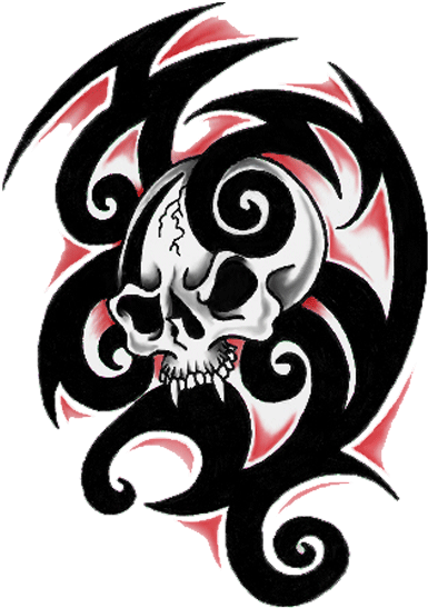 Tribal Skull - Skull Tribal Tattoo Designs (400x558), Png Download