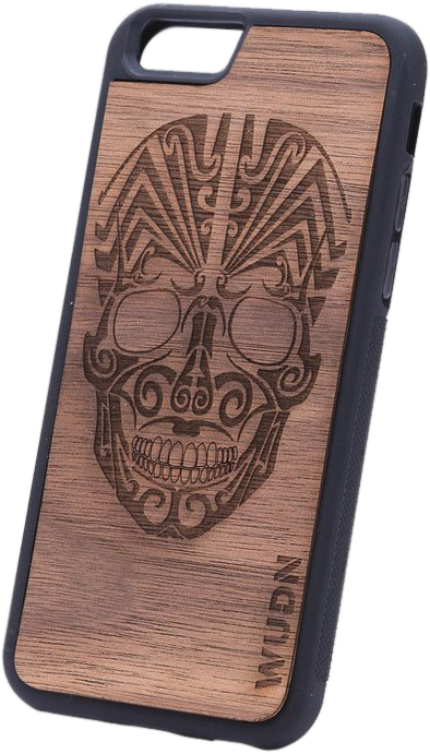 Ultra-slim Wooden Iphone Case - Wall Sticker Pattern Skull (394x691), Png Download
