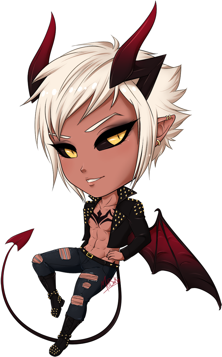 #art #chibi #demon #artwork #anime #oc #incubus #animeboy - Anime Male Chibi Transparent (751x1187), Png Download