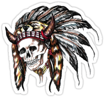 Tribal Skull By Ashrakat300 - Indian Tribal Skull (375x360), Png Download