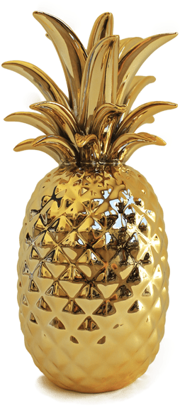 Abacaxi - Dourado - Decorativo - Cerâmica - Comprar - Pineapple (600x600), Png Download