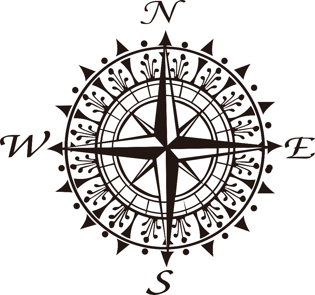 Decorações De Pentagrama Da Bússola - Wall Decal Compass Large (1024x958), Png Download