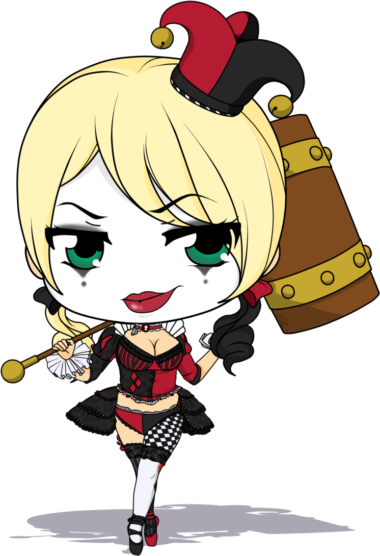 Harley Quinn Clipart Drawn - Chibi Anime Harley Quinn (900x1203), Png Download