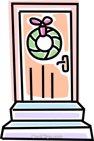 Christmas Wreath On A Door Royalty Free Vector Clip (320x480), Png Download