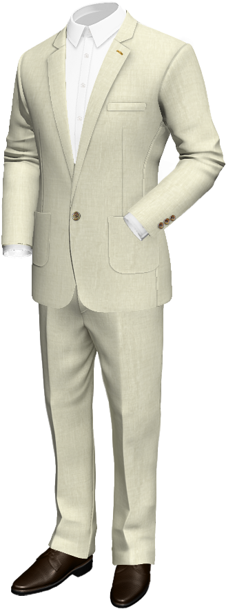Masyl Beige Linen Suit With Clear Buttons - Suit (400x900), Png Download
