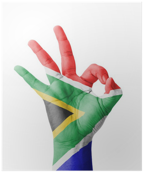 Hand Making Ok Sign, South Africa Flag Painted Poster - Flag Of Azerbaijan (400x400), Png Download