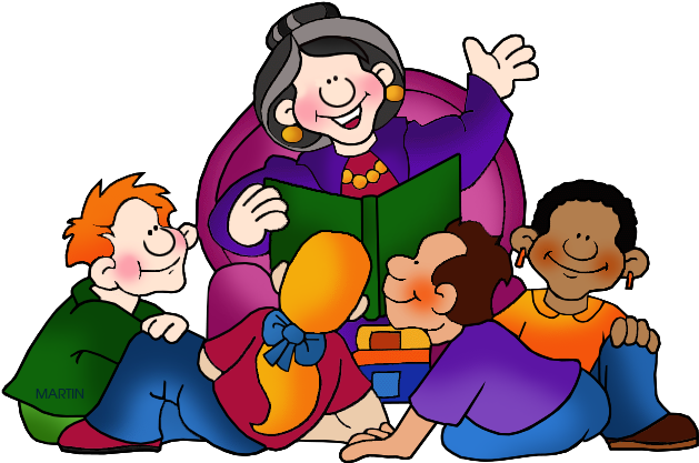 School Clip Art By Phillip Martin, Reading To Children - Story Time Clip Art (648x434), Png Download