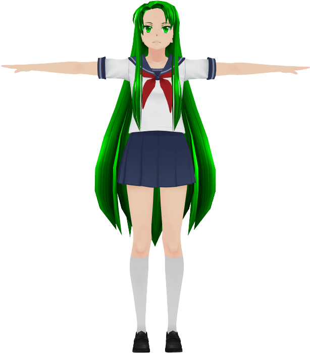 Long Hair Midori - Yandere Simulator Characters Full Body (1280x720), Png Download