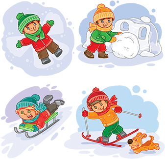 Set Vector Winter Icons With Little Children, Winter, - Векторные Иллюстрации Эмблема Дошкольник (360x360), Png Download